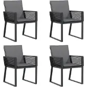 The Living Store Gartenstühle mit Kissen 4 Stk. Schwarz Poly Rattan