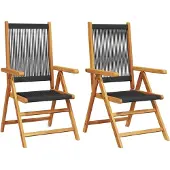 The Living Store Gartenstühle 2 Stk. Schwarz Massivholz Akazie und Polypropylen