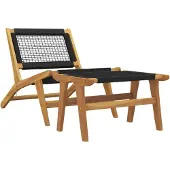 The Living Store Gartenstuhl mit Fußstütze Massivholz Teak und Polyester