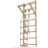 Juskys Sprossenwand für Kinder - Indoor Klettergerüst mit Turnringen und Strickleiter