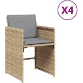 The Living Store Gartenstühle mit Kissen 4 Stk. Beigemischung Poly Rattan
