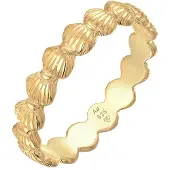 Elli Silberring "Ring Bandring Muscheln Maritim Beach Look 925 Silber" Gr. 60, gold, Fingerringe, Damen, 60, Silber 925 (Sterlingsilber), Silberring