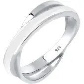 Elli Silberring "Ring Wickelring Emaille 925 Silber" Gr. 56, weiß, Fingerringe, Damen, 56, Silber 925 (Sterlingsilber), Silberring