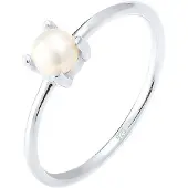 Elli Perlenring "Ring Süßwasserperle Weiß Rund 925 Sterling Silber" Gr. 54, silber, Fingerringe, Damen, 54, ohne Stein, Silber 925 (Sterlingsilber), 5mm, Perlenring