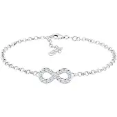 Elli Armkette "Armband Infinity Weiß 925 Silber Rosegold, mit Kristallen von Swarovski" Gr. 190, silber, Armbänder, Damen, 190, Silber 925 (Sterlingsilber), Armkette