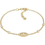 Elli Armkette "Armband Evil Eye Symbol Zirkonia Talisman 925 Silber" Gr. 160, gold, Armbänder, Damen, Silber 925 (Sterlingsilber), Armkette