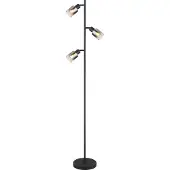 Globo Lighting Lighting Stehleuchte Metall schwarz matt, Glas rauchfarben, klar verlaufend, Kabel PVC schwarz, Fußtrittschalter im Kabel, ø: 230mm, H: 1540mm, Kabellänge 1800mm, exkl. 3x E14 40W 230V