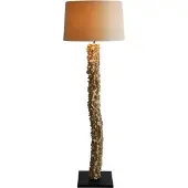 SalesFever Stehleuchte aus Treibholz | Lampenschirm Leinen | Gestell Treibholz & Metallrohr | Standfuß Heveaholz | B30xT30xH150cm |schwarz–natur–weiß