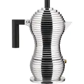 Alessi Pulcina MDL02/3BFM Espresso-Moka-Kaffeemaschine für Induktion 3 Tassen aus Aluminiumguss, Schwarz