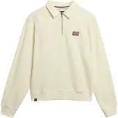Superdry für Damen. W2012234A Athletic Essentials Weißes Rollkragenpullover mit halbem Reißverschluss (L), Lässig, Baumwolle