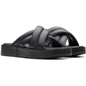 Clarks Hausschuh "Alda Glide", Damen, Gr. 39, schwarz (schwarz leather), Leder, Schuhe Hausschuh, Slides, Schlappen mit gepolsterter Bandage