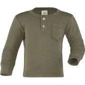 Engel - Baby Shirt mit Knopfleiste - Merinoshirt Gr 98/104 oliv