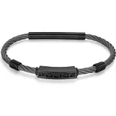 Police Armband "Quadro", schwarz, Armbänder, 22cm, Edelstahl Kautschuk, Edelstahl, Kautschuk, Armband
