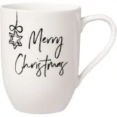 Villeroy & Boch Becher "Becher mit Henkel 'Merry Christmas' Statement 290 ml weiß", weiß, Porzellan, Trinkgefäße, Becher