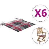 vidaXL Gartenstuhl-Kissen 6Stk. Rot Karomuster 40x40x3cm Oxford-Gewebe