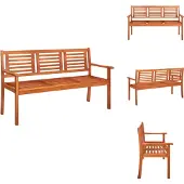 vidaXL 3-Sitzer Gartenbank 150 cm Eukalyptus Massivholz - Gartenbänke