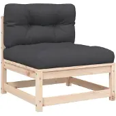 The Living Store Gartensofa ohne Armlehnen mit Kissen Massivholz Kiefer
