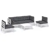 The Living Store 6-tlg. Garten-Lounge-Set mit Kissen Kiefer Massivholz