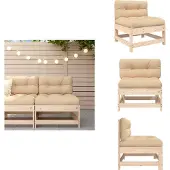 vidaXL Mittelsofa mit Kissen Massivholz Kiefer - Gartensofaelemente