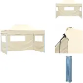 vidaXL Faltzelt mit 3 Seitenteilen 3x4,5 m Creme - Pavillons & Partyzelte