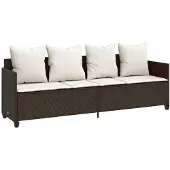 The Living Store Sonnenliege mit Kissen Braun Poly Rattan