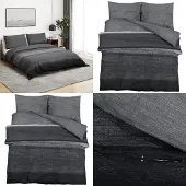 The Living Store Bettwäsche-Set Dunkelgrau 260x220 cm Baumwolle
