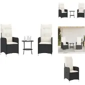 vidaXL Outdoor-Lehnstühle 2 Stk. mit Tisch Schwarz Poly-Rattan