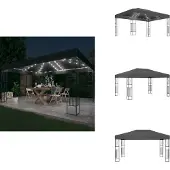 vidaXL Pavillon mit LED-Lichterkette 3x4 m Anthrazit Stoff - Pavillons & Partyzelte