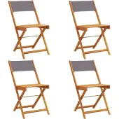 The Living Store Gartenstühle 4 Stk. Klappbar Anthrazit Stoff und Massivholz