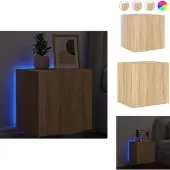 The Living Store TV-Wandschrank mit LED-Leuchten Sonoma-Eiche 40,5x35x40 cm