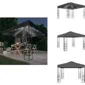 vidaXL Gartenzelt mit LED-Lichterkette 3x3 m Anthrazit - Pavillons & Partyzelte