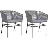 The Living Store Gartenstühle 2 Stk. mit Kissen Grau Poly Rattan