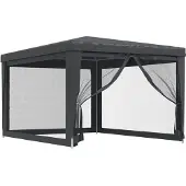 The Living Store Partyzelt mit 4 Mesh-Seitenwänden Anthrazit 3x4 m HDPE