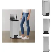 vidaXL Mülleimer mit Pedal Anti-Fingerabdruck 30 L Silbern Edelstahl - Mülltonnen & Abfalleimer
