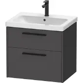 Duravit D-Code Waschtischunterbau wandhängend, 1 Auszug, 1 Schubkästen, 634x460mm, Siphonausschnitt, mit Griff, DC46710BD490000, Farbe: Korpus Graphit Matt, Griff Diamantschwarz Matt
