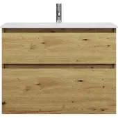 Burgbad Lin20 Waschtischunterschrank mit Mineralguss-Waschtisch 82 cm, 2 Auszüge