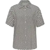 LASCANA Pyjamaoberteil , Damen, Gr. 32, schwarz-weiß (schwarz, weiß gemustert), Web, Obermaterial: 100% Viskose, gemustert, bequem, Shirts Pyjamaoberteil, mit edlem Allover-Druck, Topseller