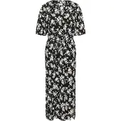 Kaffe Jerseykleid "Damen Jerseykleid KAivanna", Damen, Gr. XXL, N-Gr, schwarz (schwarz, chalk flower print), Obermaterial: 95% Polyester Pol. recyc.. 5% Elasthan EL., Kleider Jerseykleid