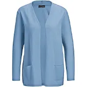 Goldner Strickjacke "Cardigan in langer offener Form", Damen, Gr. 44, blau, Obermaterial: 100% Kaschmir WS., figurumspielend, eng Rippe, Pullover Strickjacke, Aufwendig in Form gestrickt