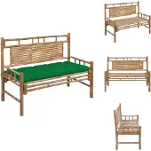 vidaXL Gartenbank mit Auflage 120 cm Bambus - Gartenbänke