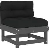 vidaXL Mittelsofa mit Kissen Grau Massivholz Kiefer - Gartensofaelemente