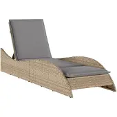 The Living Store Sonnenliege mit Auflage Beige 60x205x73 cm Poly Rattan