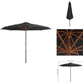 vidaXL Sonnenschirm mit Holzmast 350 cm Anthrazit - Sonnenschirme & Sonnenschutze