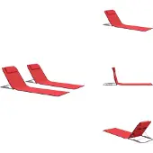 vidaXL Klappbare Strandmatte 2 Stk. Stahl und Stoff Rot - Sonnenliegen