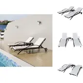 vidaXL Sonnenliegen mit Tisch Poly Rattan Schwarz - Sonnenliegen