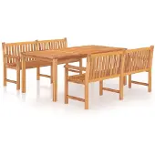 vidaXL 3-tlg. Garten-Essgruppe Massivholz Teak - Gartenmöbel-Sets