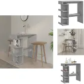 vidaXL Bartisch mit Regal Betongrau 100x50x101,5 cm Holzwerkstoff - Esstische