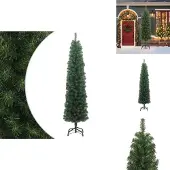 vidaXL Künstlicher Weihnachtsbaum Schlank mit Ständer Grün 210 cm PVC - Weihnachtsbäume
