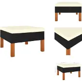 vidaXL Fußbank Poly Rattan und Eukalyptus Massivholz - Gartensofaelemente