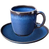 Villeroy & Boch Tasse "Kaffeetasse mit Untertasse Lave 190 ml", blau (bleu), Steingut, LIKE. BY , Trinkgefäße, Tasse